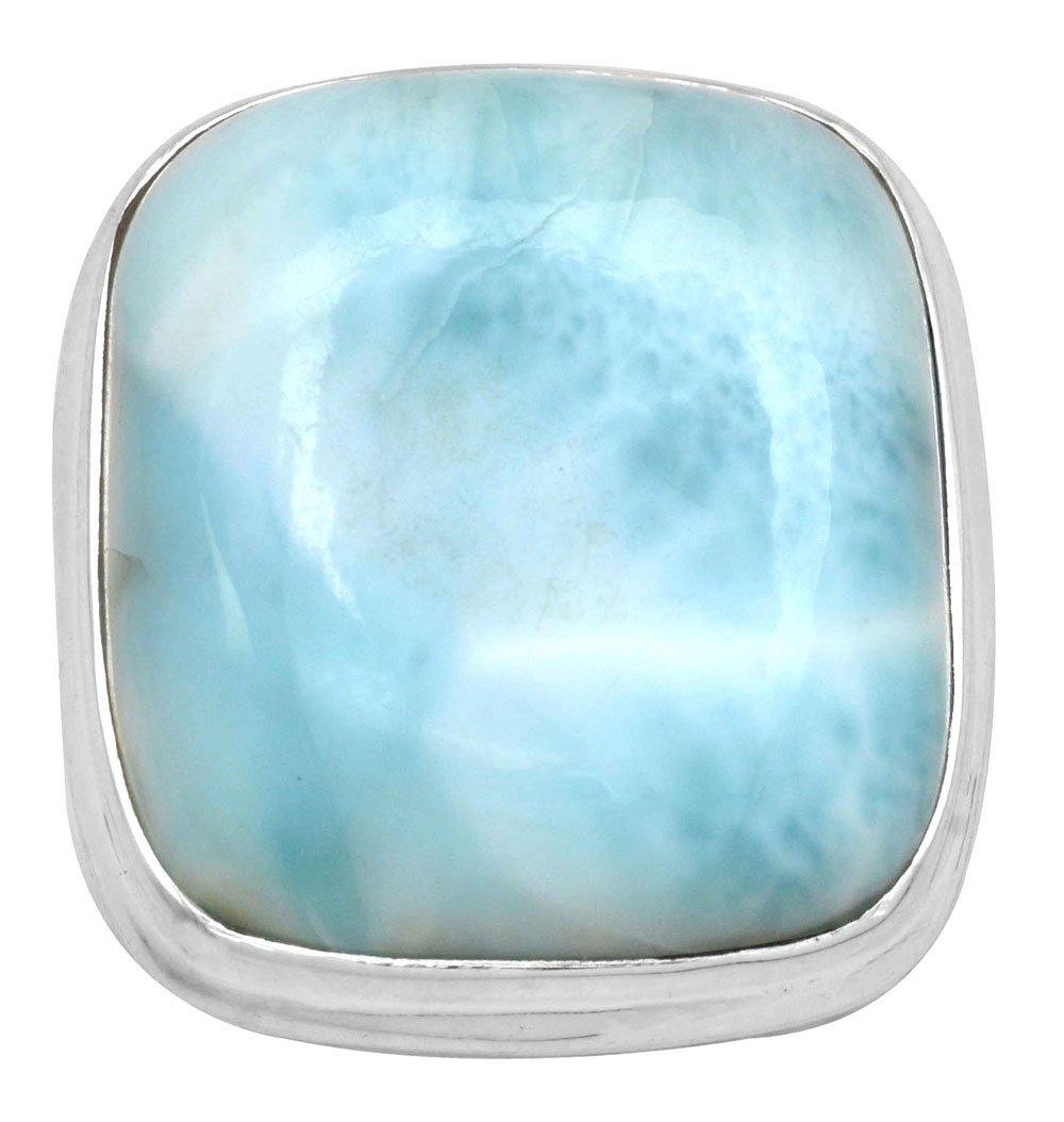 Natural Larimar 925 Sterling Silver Rings Silver Jewelry - YoTreasure