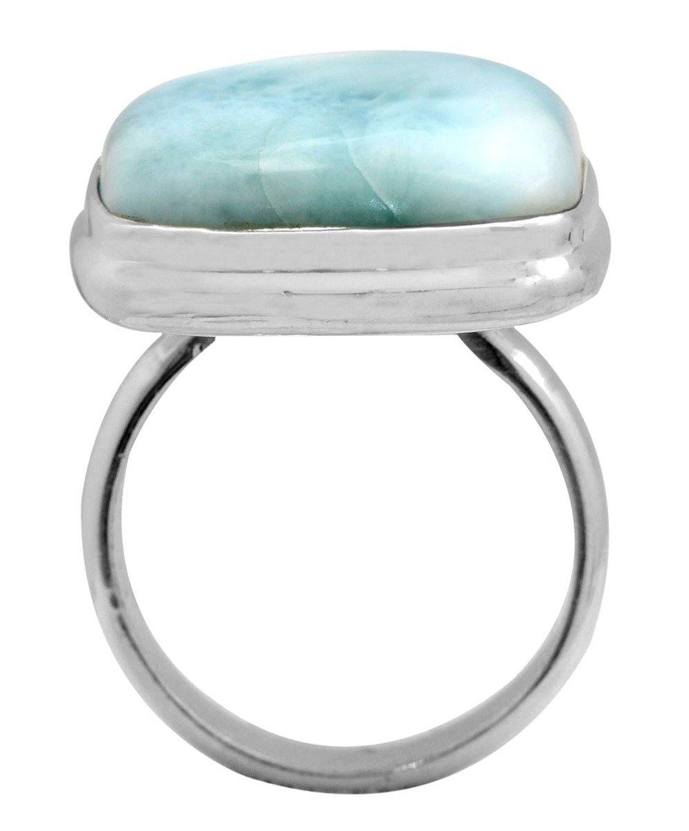 Natural Larimar 925 Sterling Silver Rings Silver Jewelry - YoTreasure