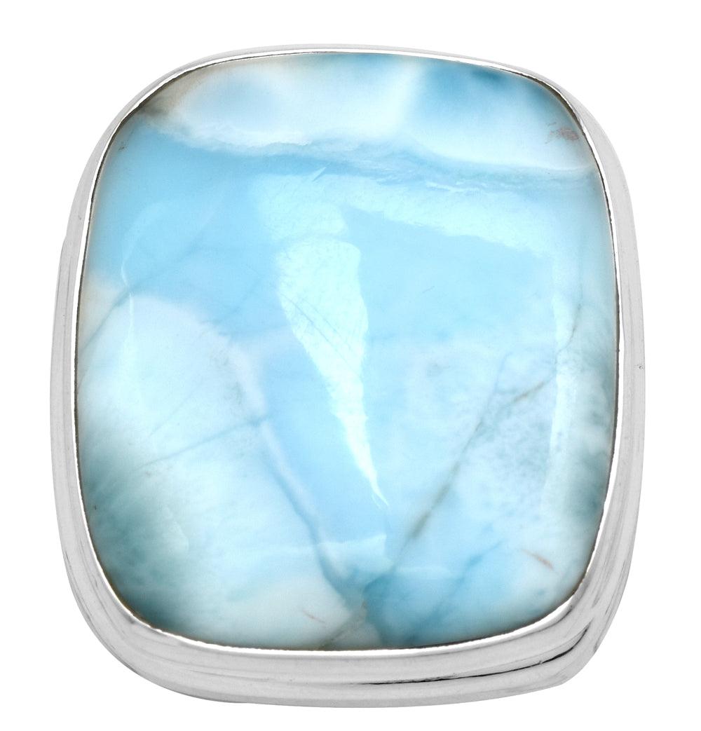Natural Larimar 925 Sterling Silver Rings Silver Jewelry - YoTreasure