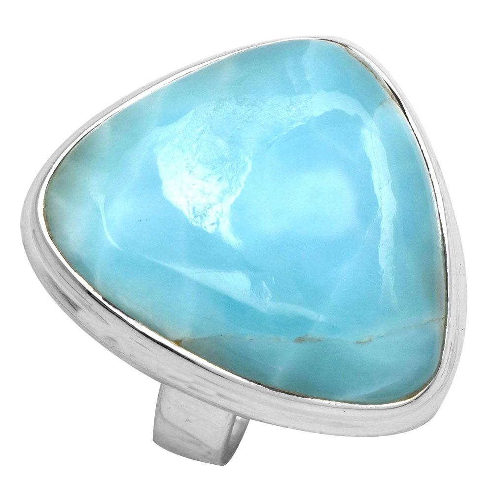 Natural Larimar 925 Sterling Silver Rings Silver Jewelry - YoTreasure