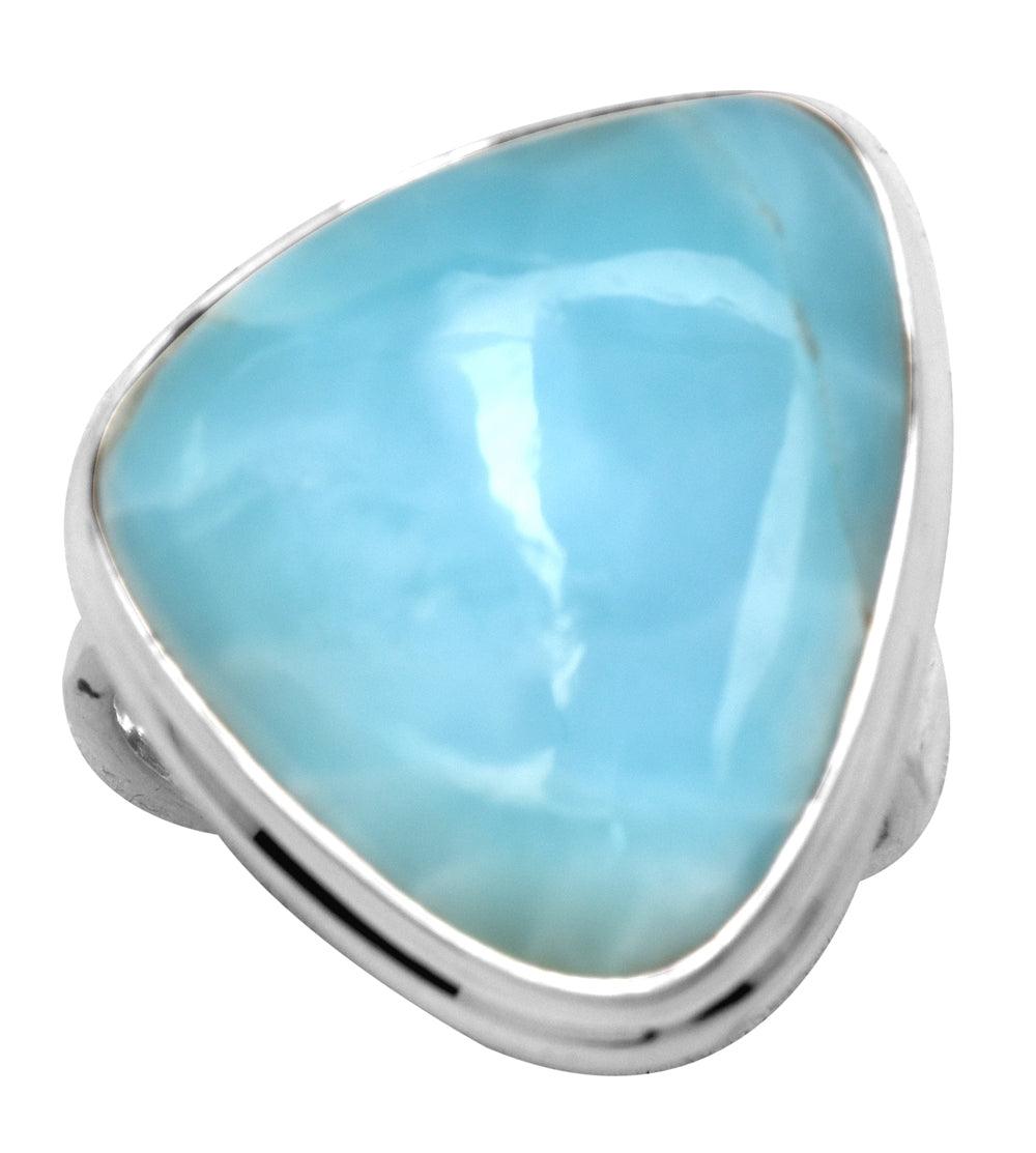 Natural Larimar 925 Sterling Silver Rings Silver Jewelry - YoTreasure