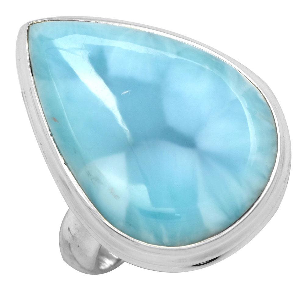 Natural Larimar 925 Sterling Silver Rings Silver Jewelry - YoTreasure