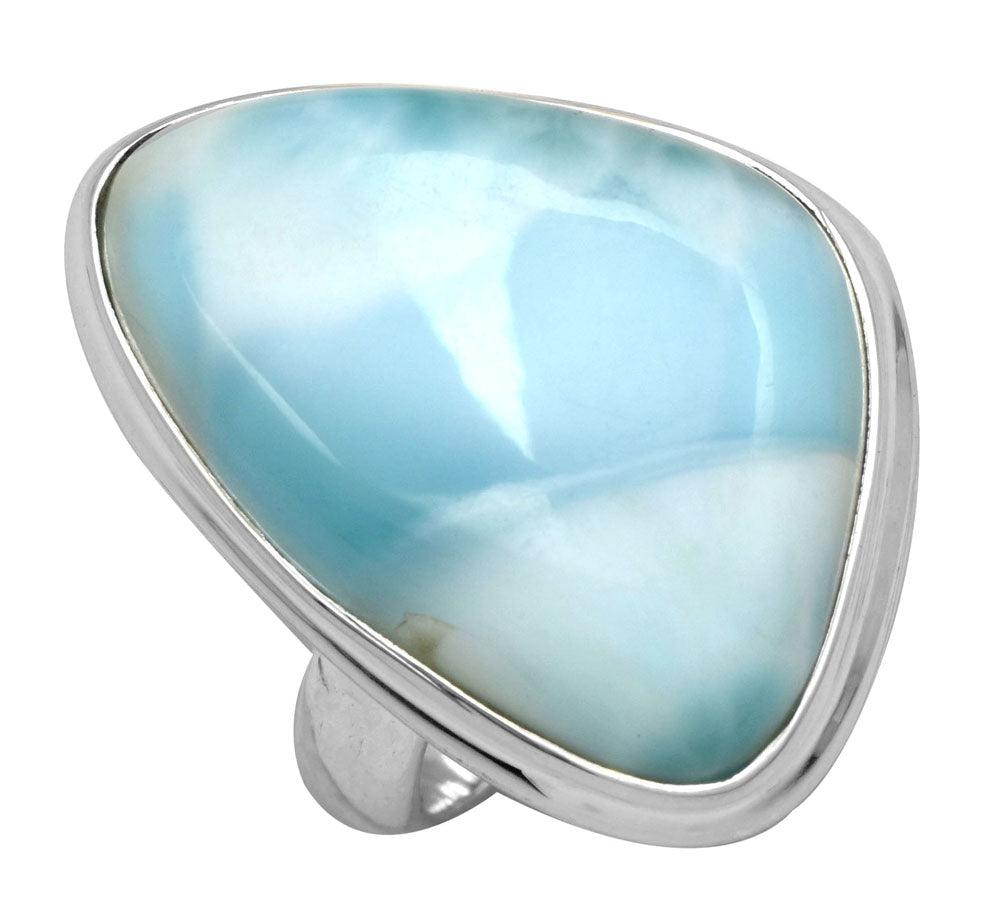 Natural Larimar 925 Sterling Silver Rings Silver Jewelry - YoTreasure