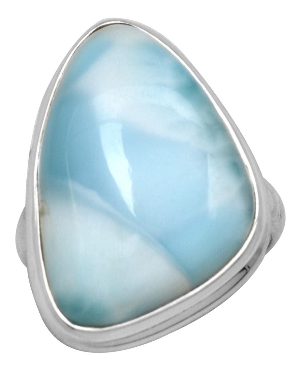 Natural Larimar 925 Sterling Silver Rings Silver Jewelry - YoTreasure