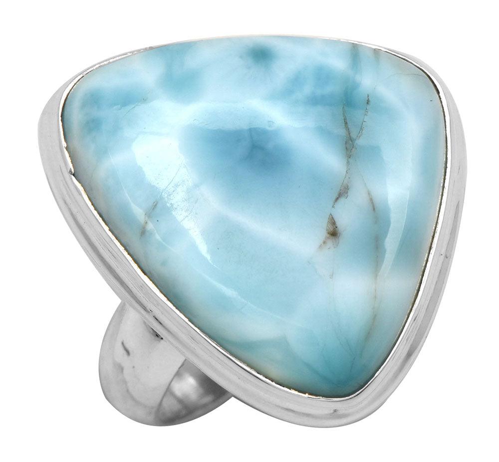 Natural Larimar 925 Sterling Silver Rings Silver Jewelry - YoTreasure