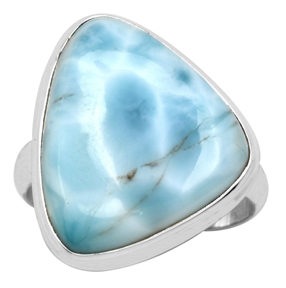 Natural Larimar 925 Sterling Silver Rings Silver Jewelry - YoTreasure