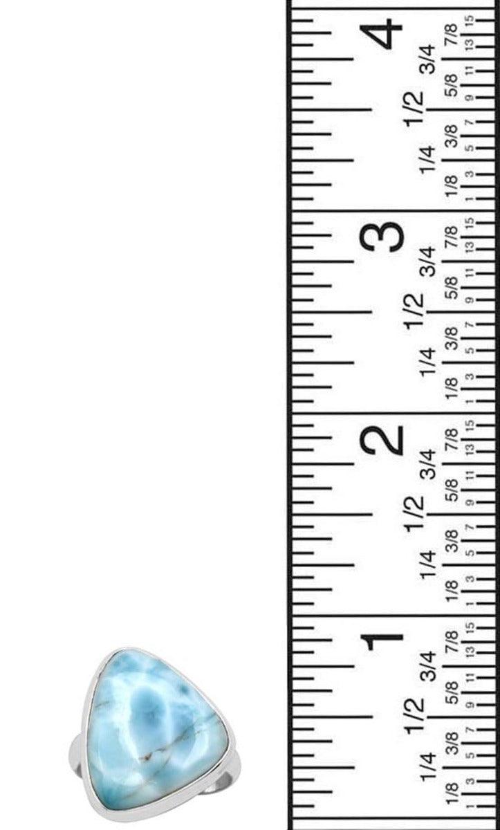 Natural Larimar 925 Sterling Silver Rings Silver Jewelry - YoTreasure
