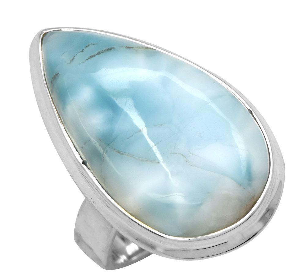 Natural Larimar 925 Sterling Silver Rings Silver Jewelry - YoTreasure
