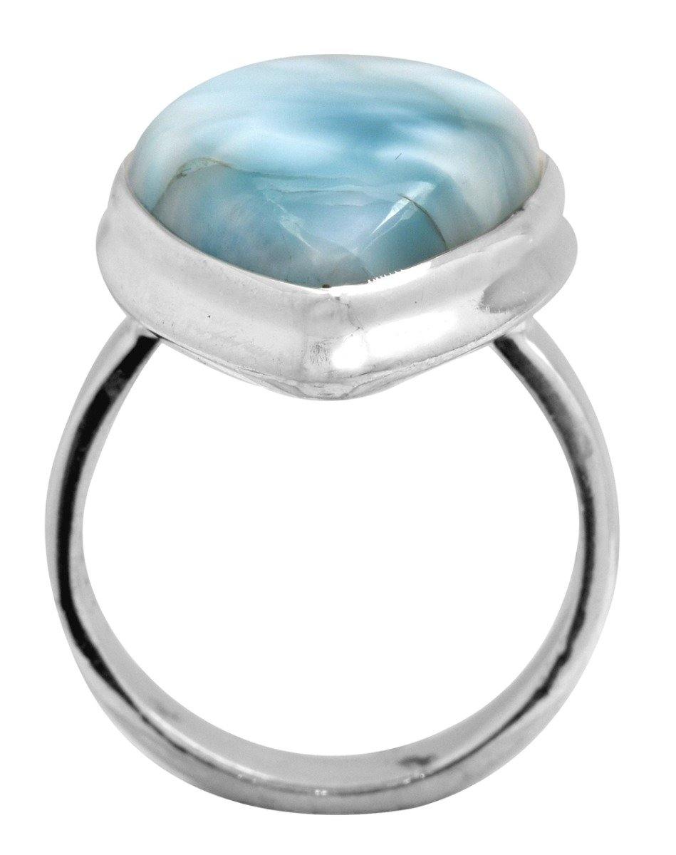 Natural Larimar 925 Sterling Silver Rings Silver Jewelry - YoTreasure