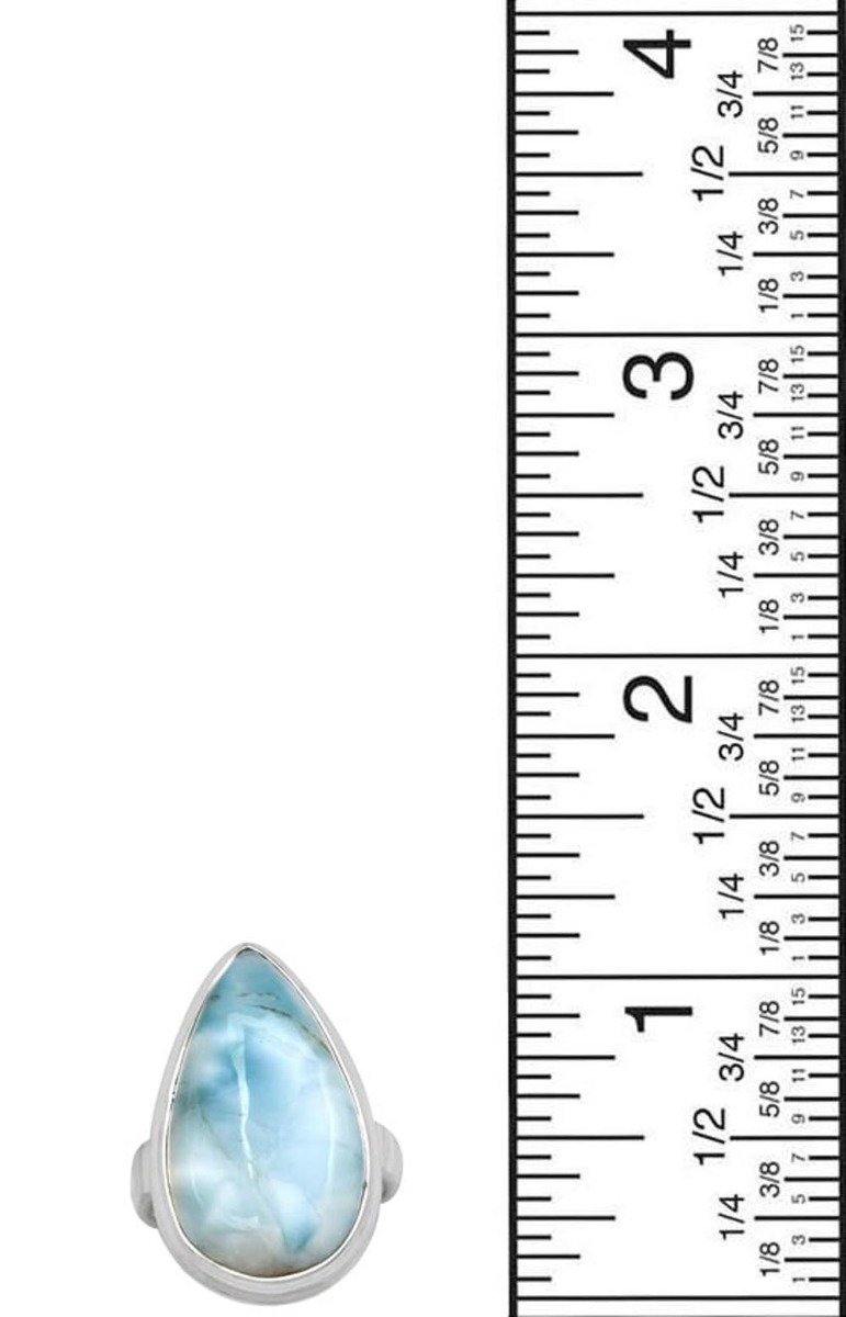 Natural Larimar 925 Sterling Silver Rings Silver Jewelry - YoTreasure
