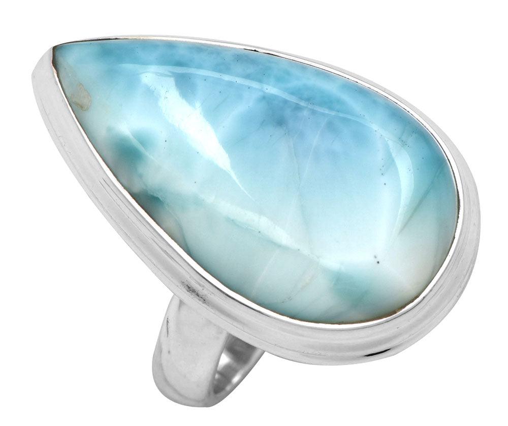 Natural Larimar 925 Sterling Silver Rings Silver Jewelry - YoTreasure