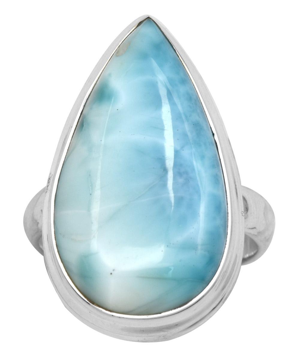 Natural Larimar 925 Sterling Silver Rings Silver Jewelry - YoTreasure