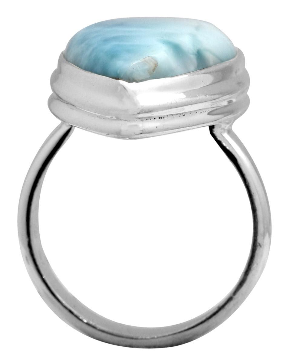 Natural Larimar 925 Sterling Silver Rings Silver Jewelry - YoTreasure