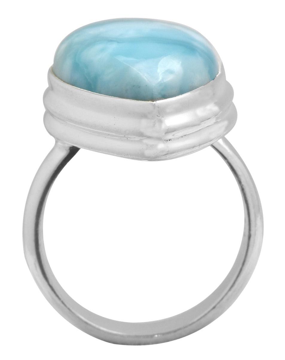 Natural Larimar 925 Sterling Silver Rings Silver Jewelry - YoTreasure