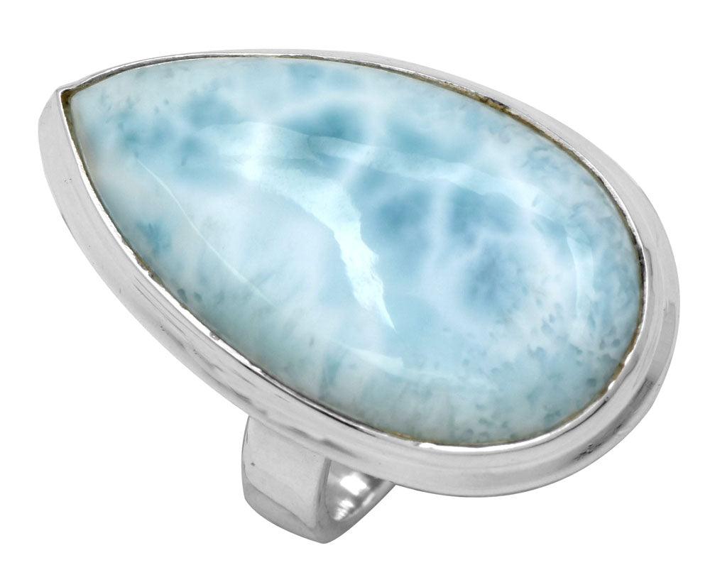 Natural Larimar 925 Sterling Silver Rings Silver Jewelry - YoTreasure