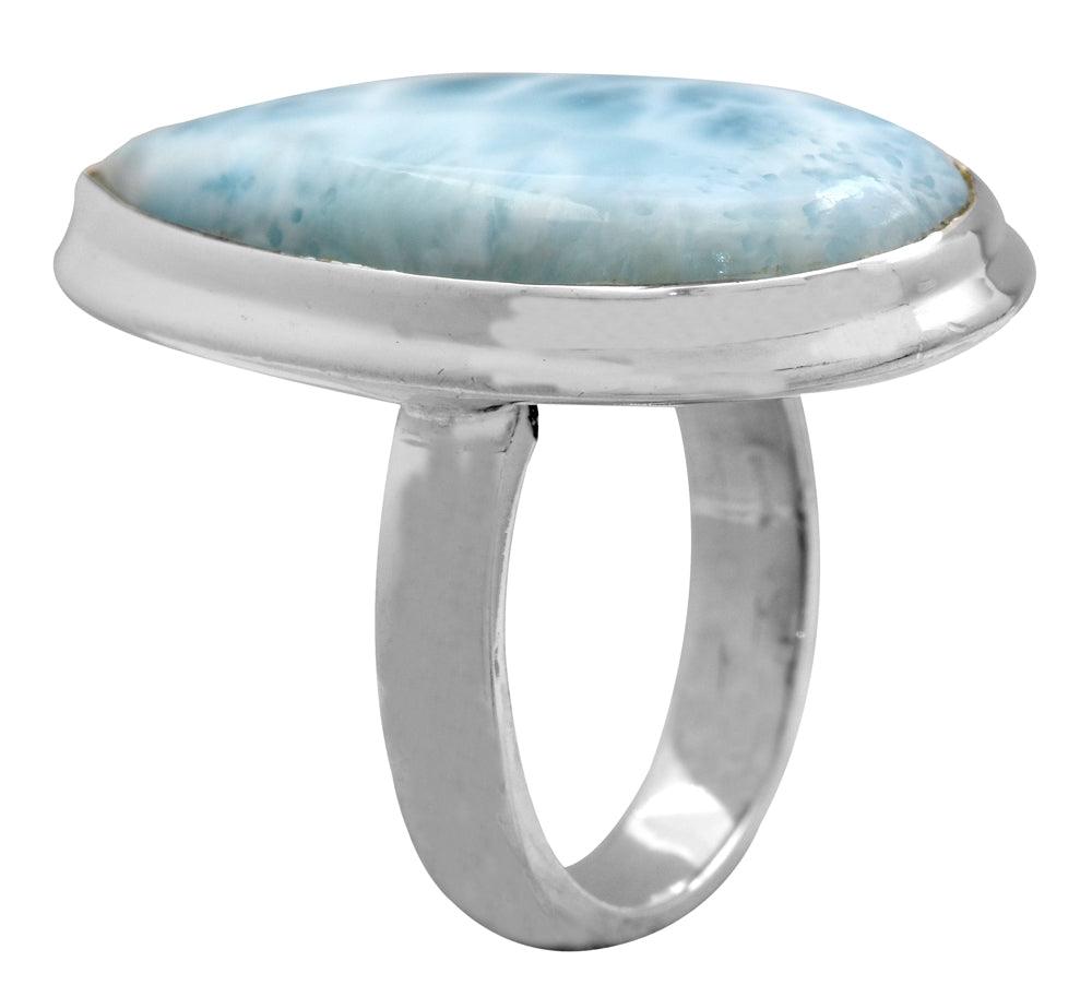 Natural Larimar 925 Sterling Silver Rings Silver Jewelry - YoTreasure