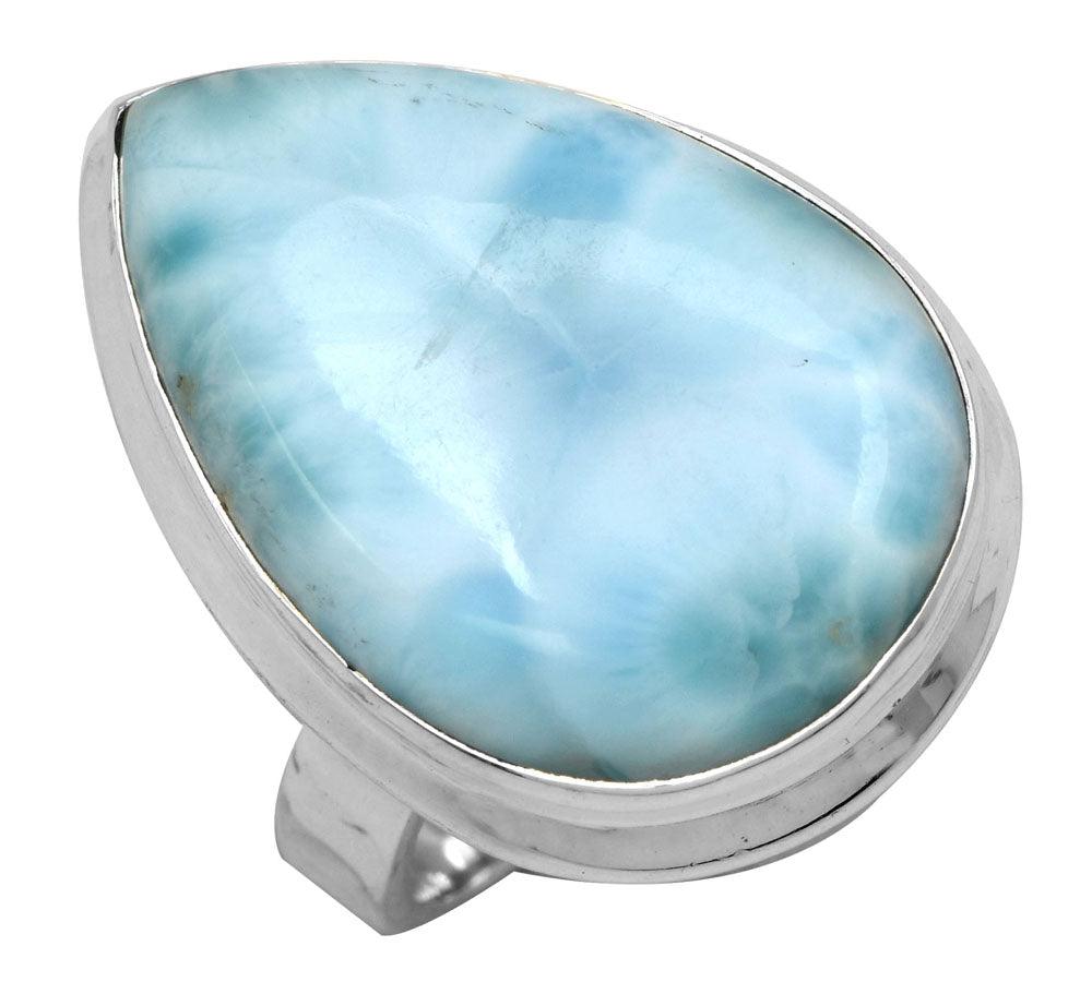 Natural Larimar 925 Sterling Silver Rings Silver Jewelry - YoTreasure