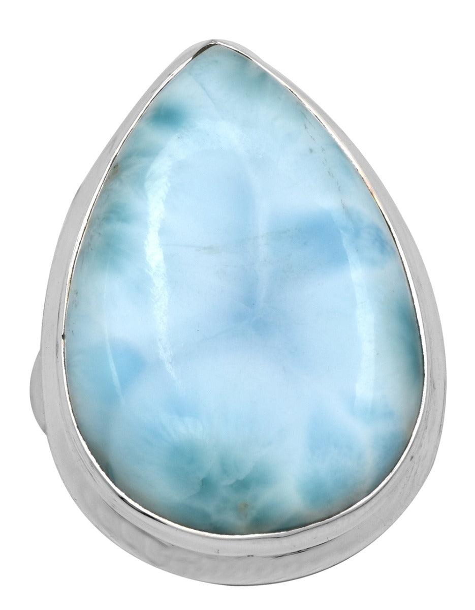 Natural Larimar 925 Sterling Silver Rings Silver Jewelry - YoTreasure