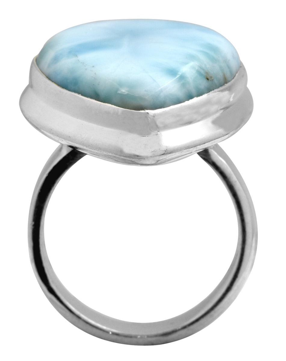 Natural Larimar 925 Sterling Silver Rings Silver Jewelry - YoTreasure