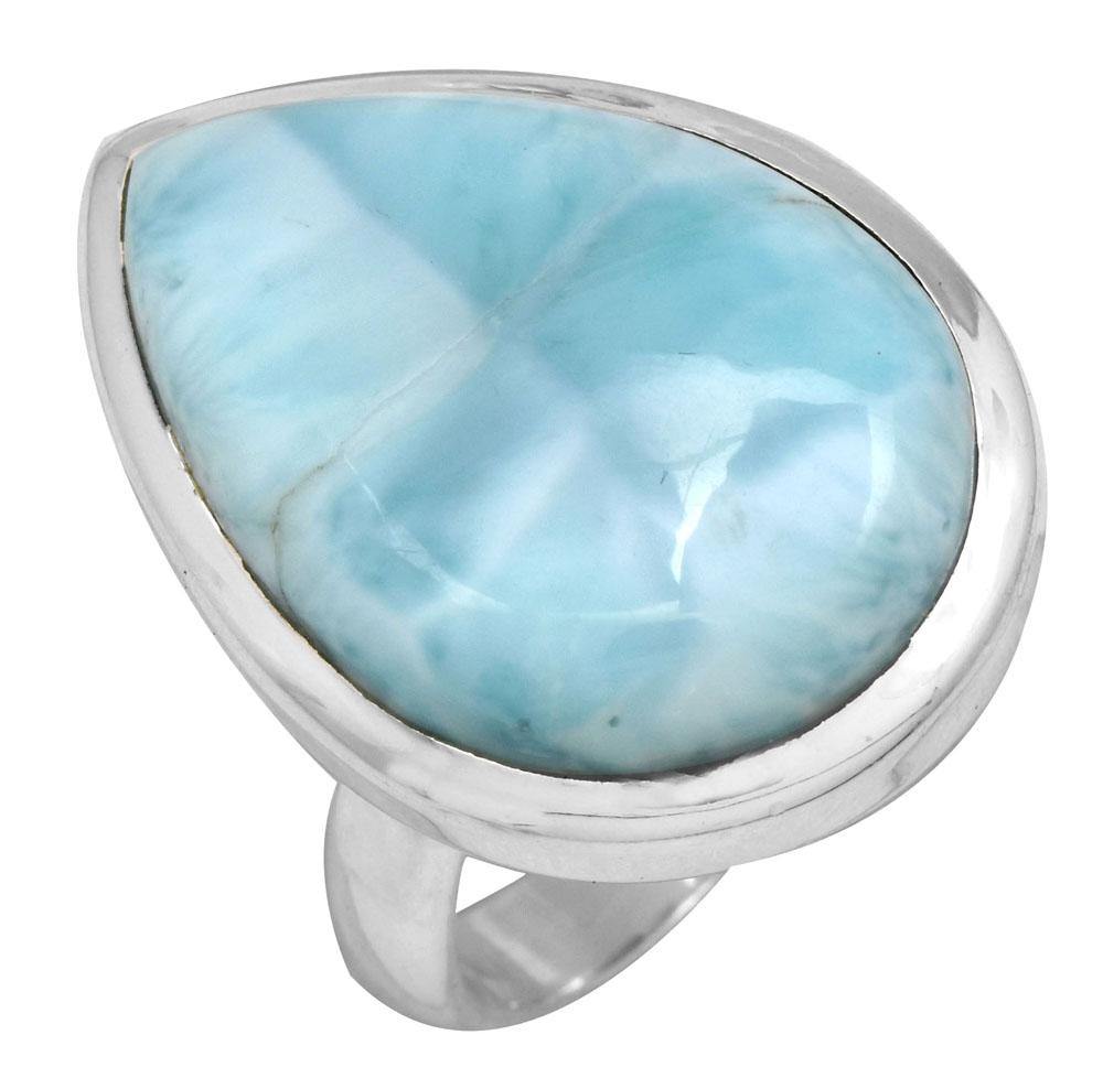 Natural Larimar 925 Sterling Silver Rings Silver Jewelry - YoTreasure