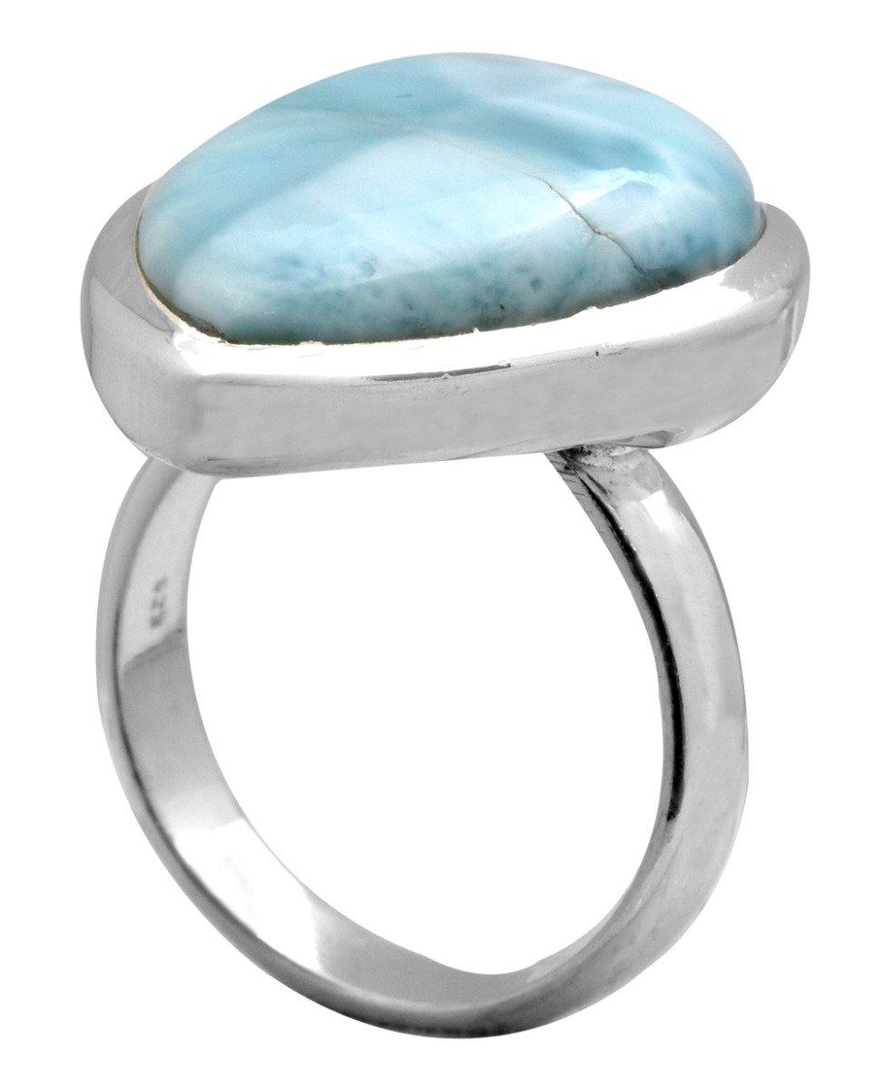 Natural Larimar 925 Sterling Silver Rings Silver Jewelry - YoTreasure