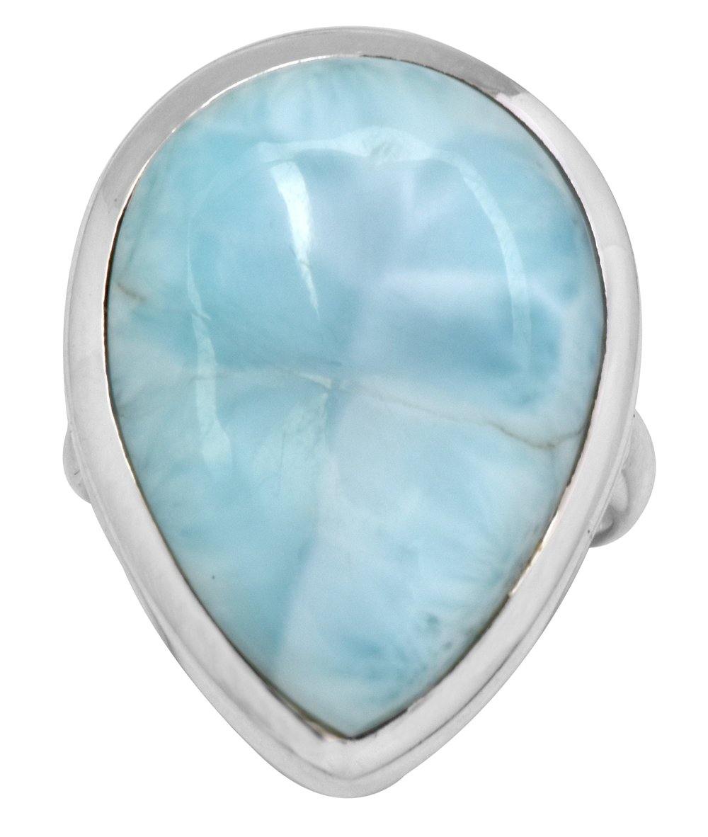Natural Larimar 925 Sterling Silver Rings Silver Jewelry - YoTreasure
