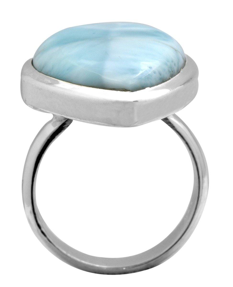 Natural Larimar 925 Sterling Silver Rings Silver Jewelry - YoTreasure