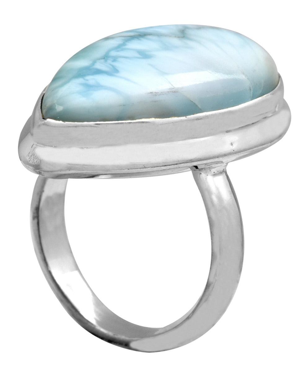 Larimar Ring 925 Sterling Silver Gemstone Ring - YoTreasure