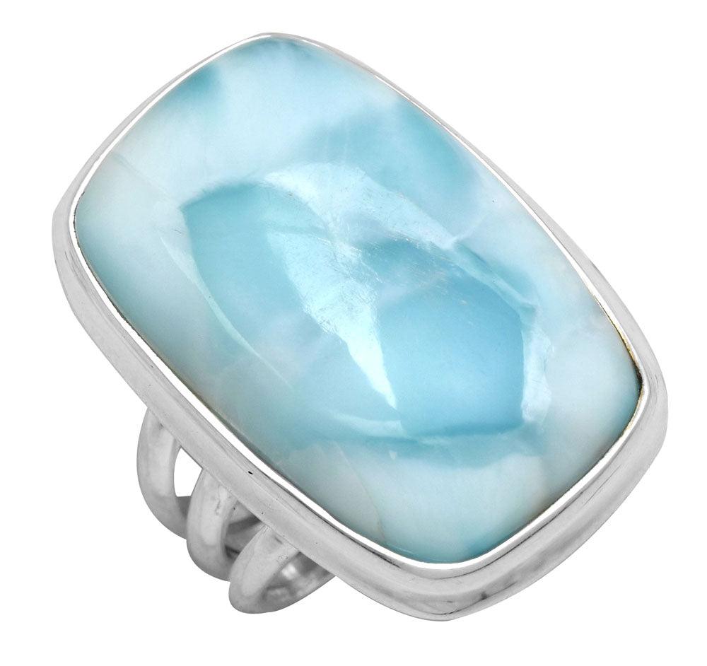 Natural Larimar 925 Sterling Silver Gemstone Ring - YoTreasure