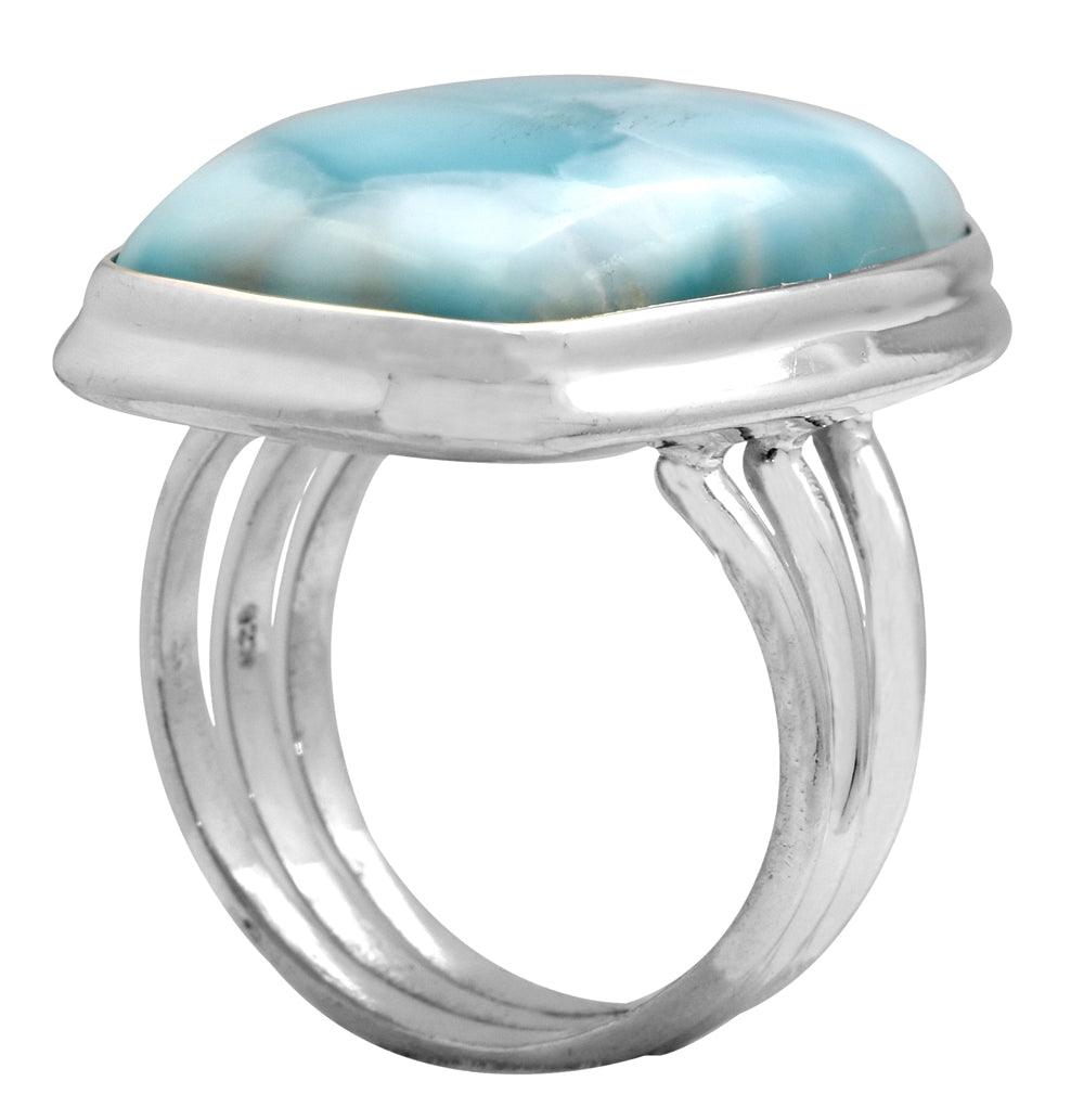 Natural Larimar 925 Sterling Silver Gemstone Ring - YoTreasure