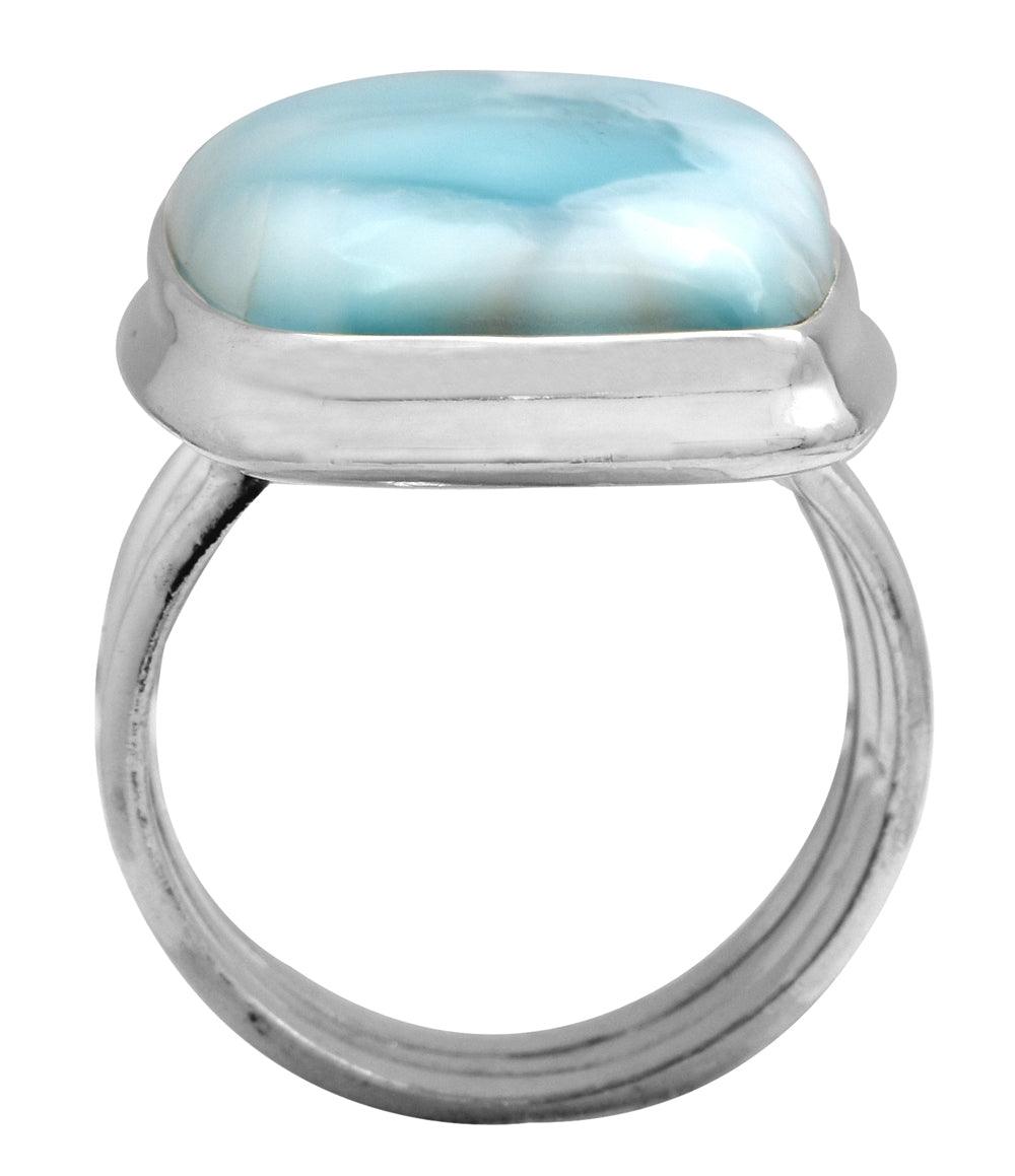 Natural Larimar 925 Sterling Silver Gemstone Ring - YoTreasure