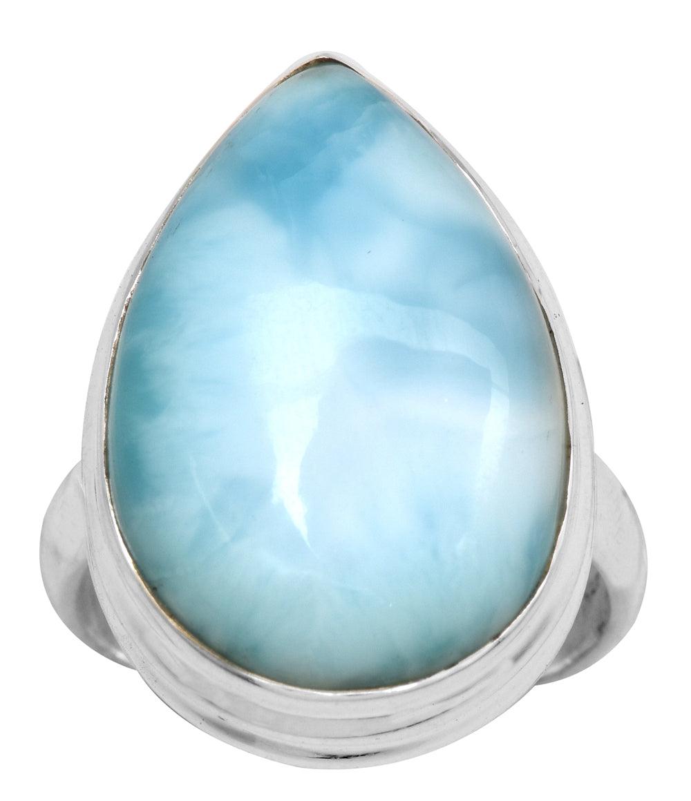 Natural Larimar 925 Sterling Silver Rings Silver Jewelry - YoTreasure