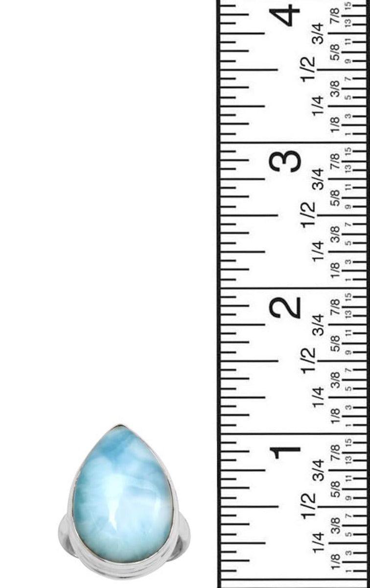 Natural Larimar 925 Sterling Silver Rings Silver Jewelry - YoTreasure