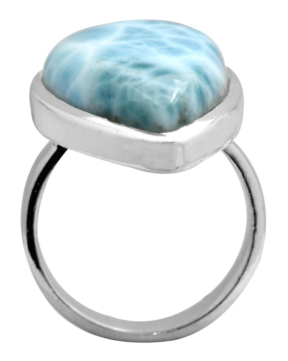 Natural Larimar 925 Sterling Silver Rings Silver Jewelry - YoTreasure