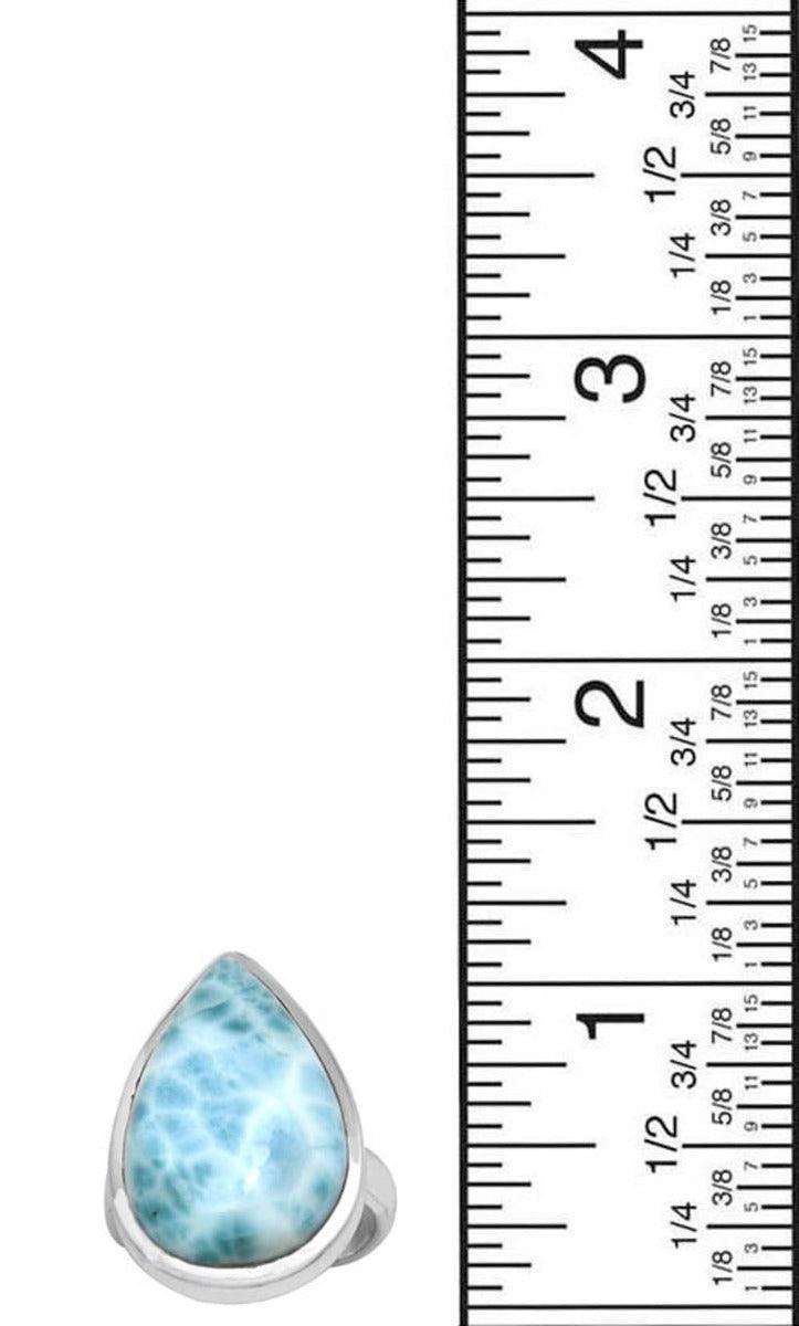Natural Larimar 925 Sterling Silver Rings Silver Jewelry - YoTreasure