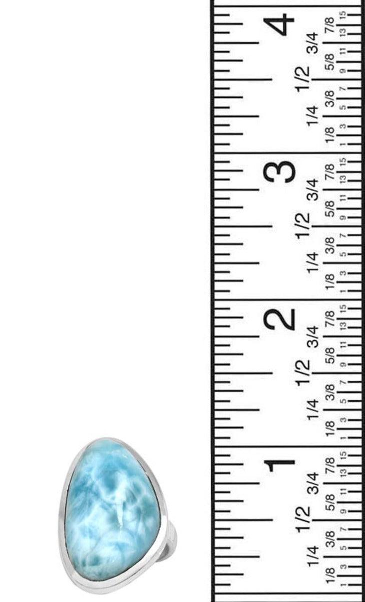 Natural Larimar 925 Sterling Silver Rings Silver Jewelry - YoTreasure