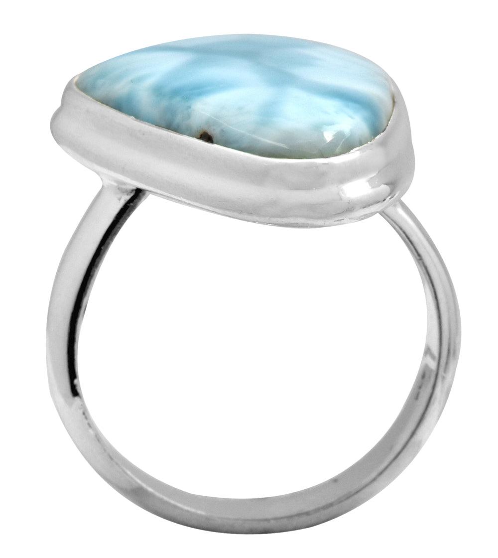 Natural Larimar 925 Sterling Silver Rings Silver Jewelry - YoTreasure