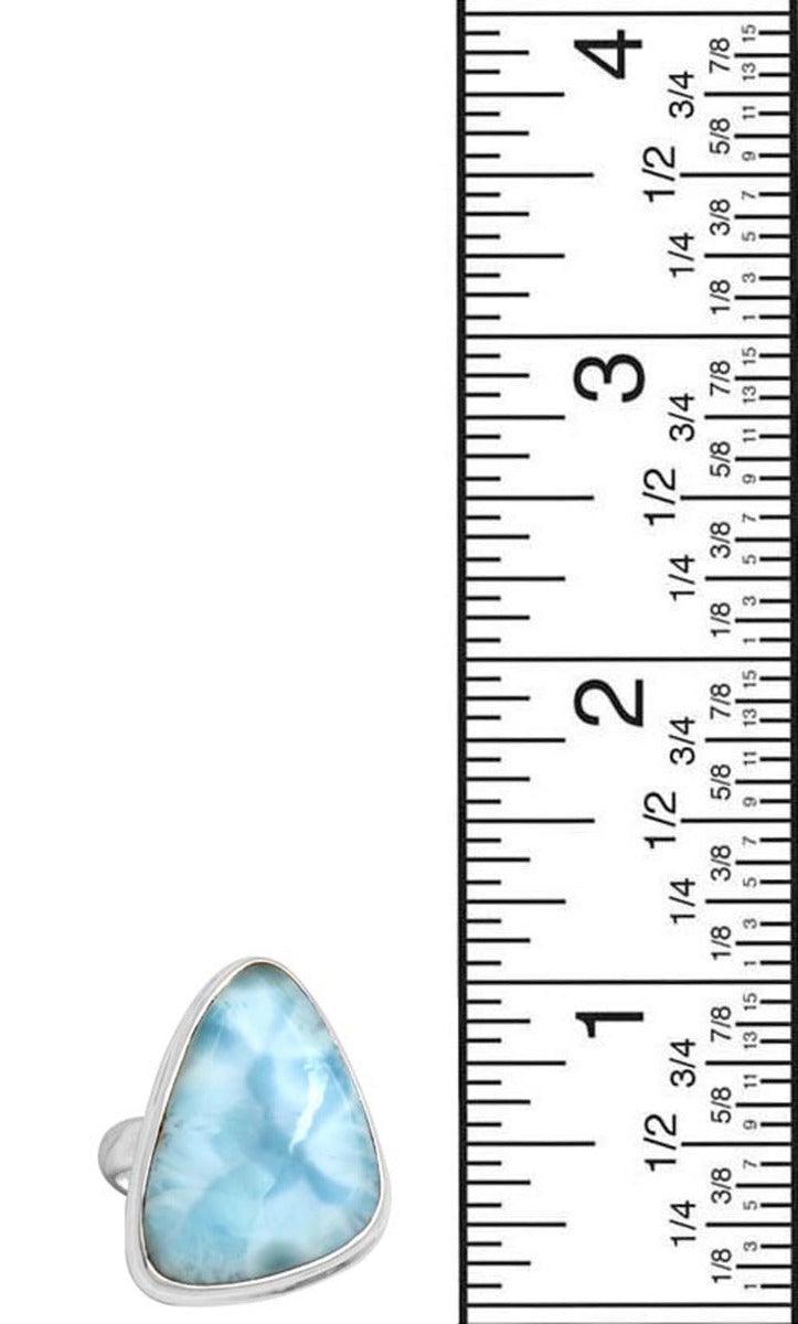 Natural Larimar 925 Sterling Silver Rings Silver Jewelry - YoTreasure