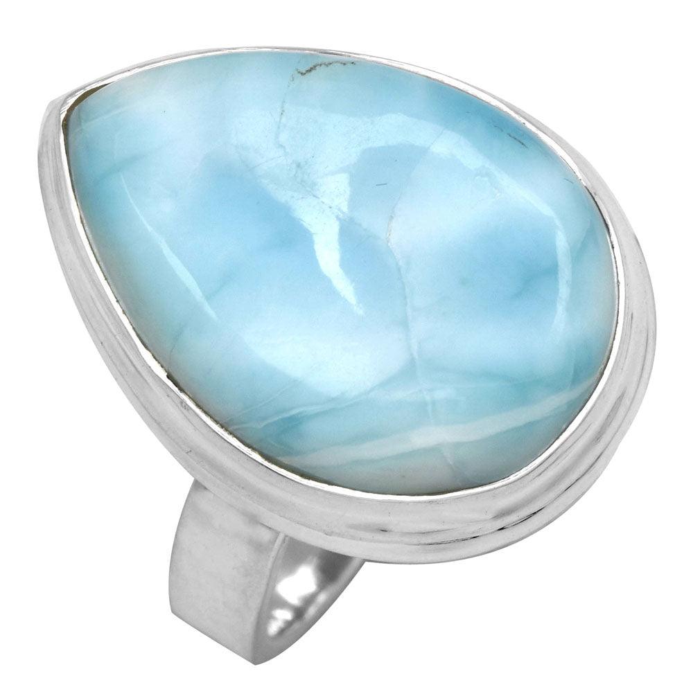 Natural Larimar 925 Sterling Silver Rings Silver Jewelry - YoTreasure