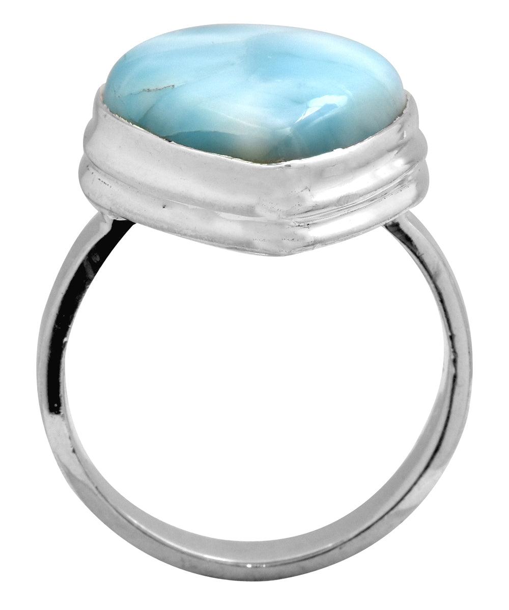 Natural Larimar 925 Sterling Silver Rings Silver Jewelry - YoTreasure