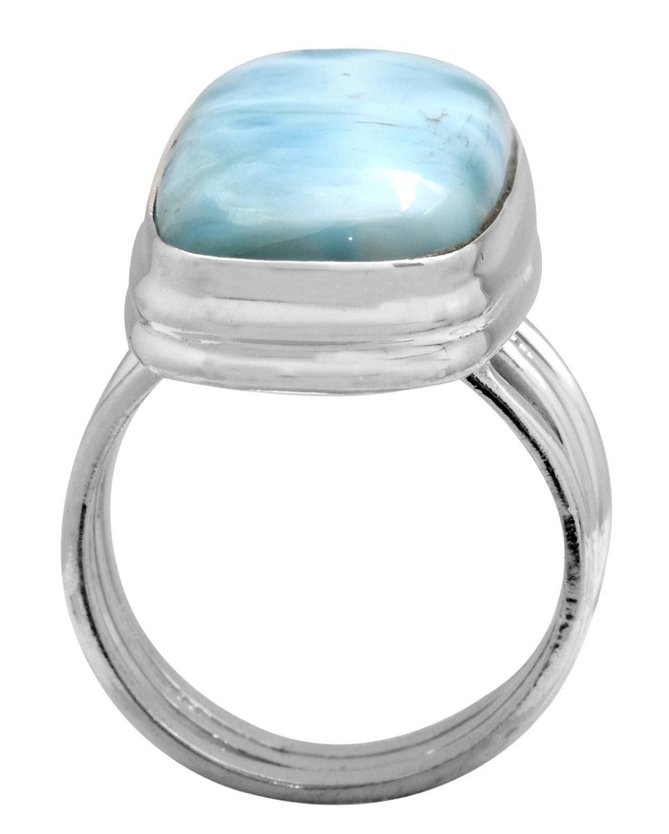 Natural Larimar 925 Sterling Silver Rings Silver Jewelry - YoTreasure