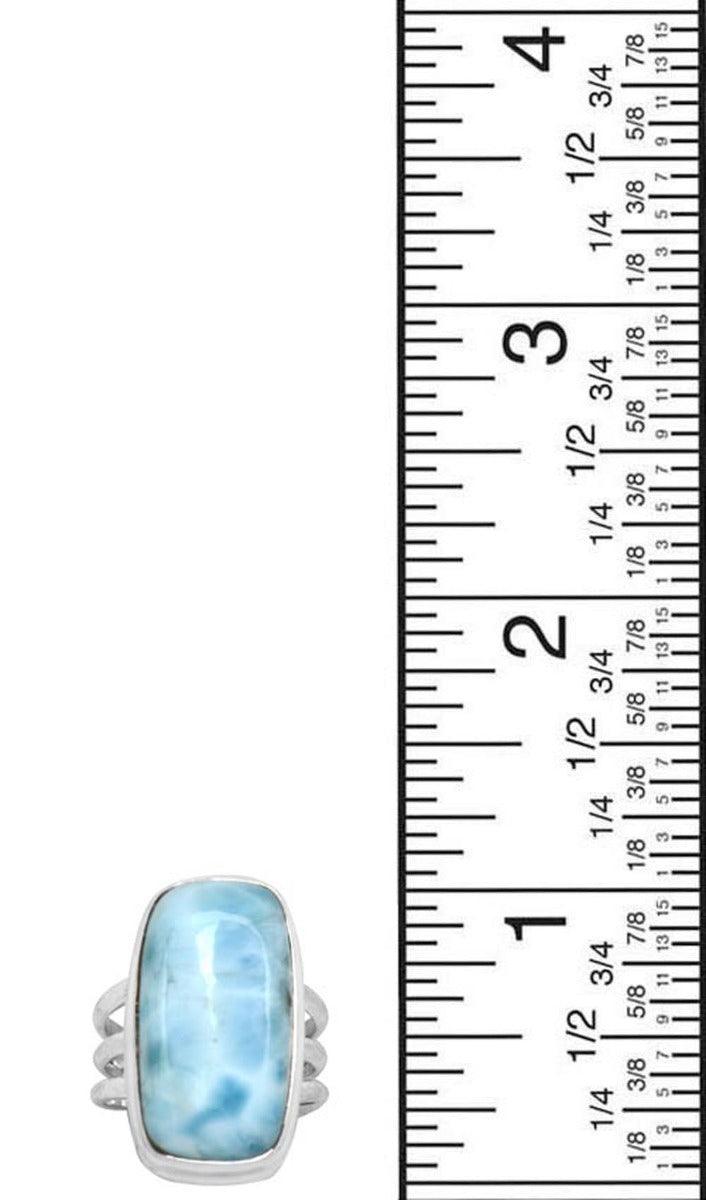 Natural Larimar 925 Sterling Silver Rings Silver Jewelry - YoTreasure