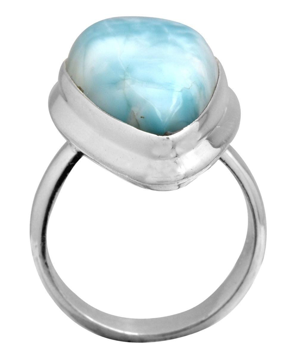 Natural Larimar 925 Sterling Silver Rings Silver Jewelry - YoTreasure