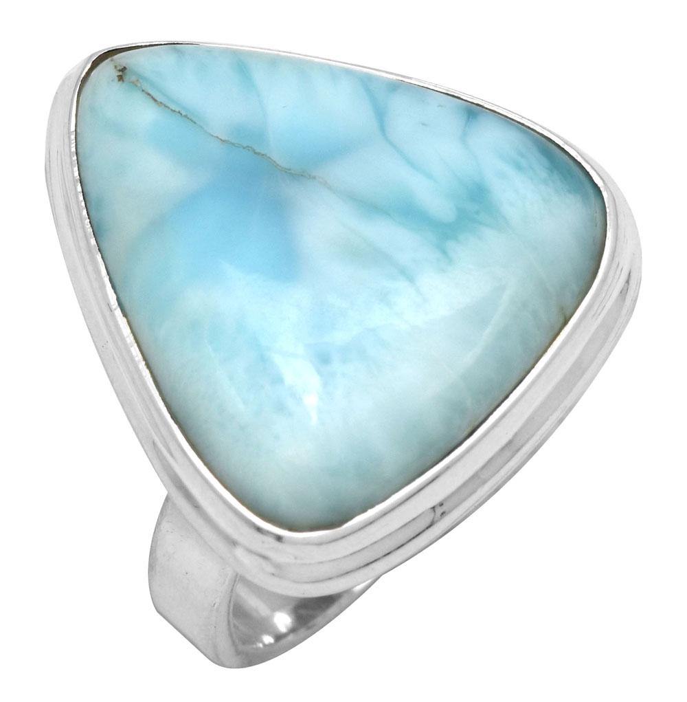Natural Larimar 925 Sterling Silver Rings Silver Jewelry - YoTreasure