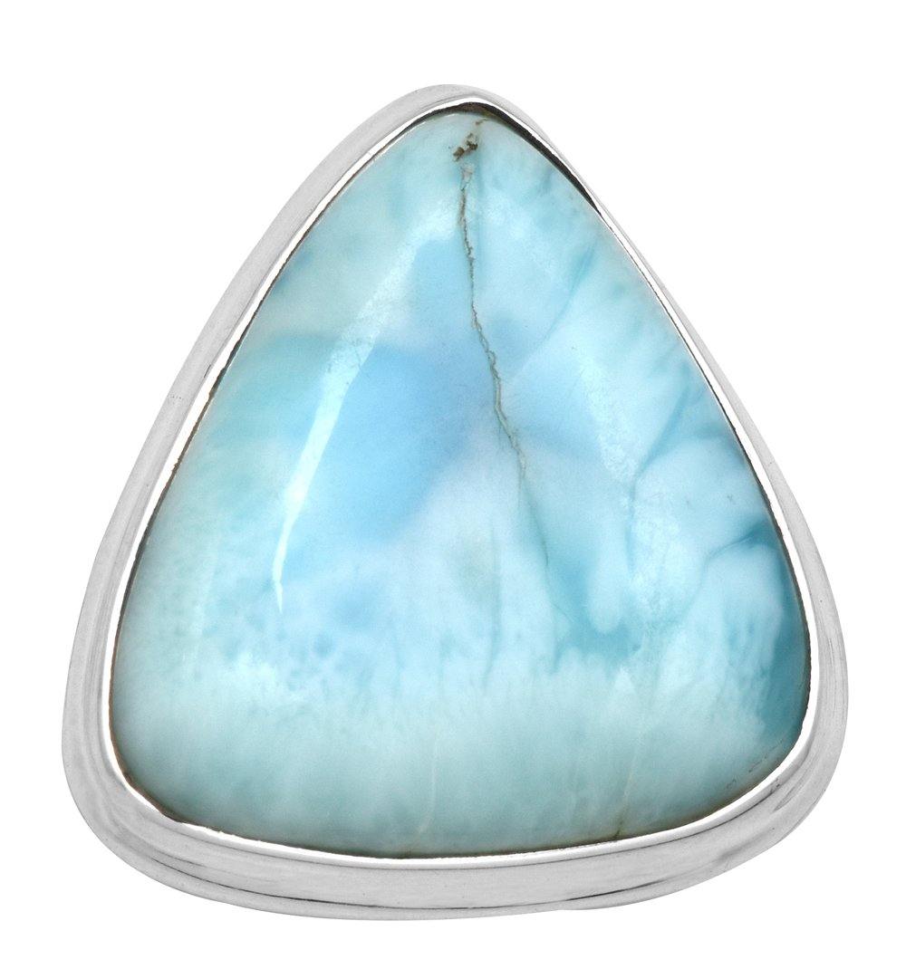 Natural Larimar 925 Sterling Silver Rings Silver Jewelry - YoTreasure