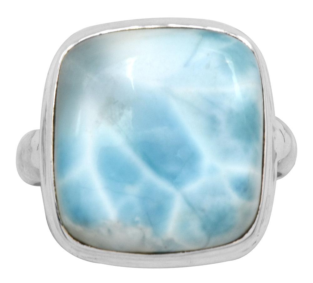 Natural Larimar 925 Sterling Silver Rings Silver Jewelry - YoTreasure