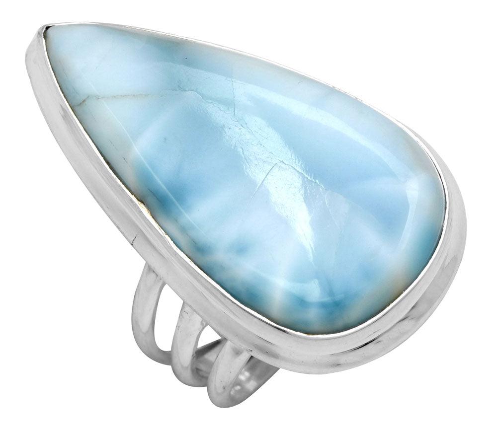 Natural Larimar 925 Sterling Silver Rings Silver Jewelry - YoTreasure