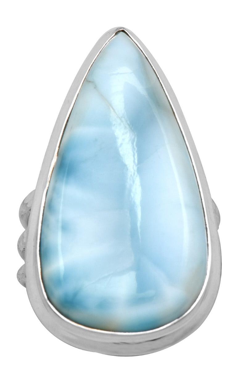 Natural Larimar 925 Sterling Silver Rings Silver Jewelry - YoTreasure