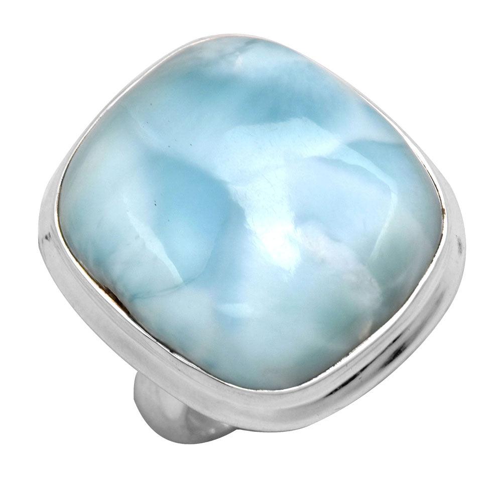 Natural Larimar 925 Sterling Silver Rings Silver Jewelry - YoTreasure