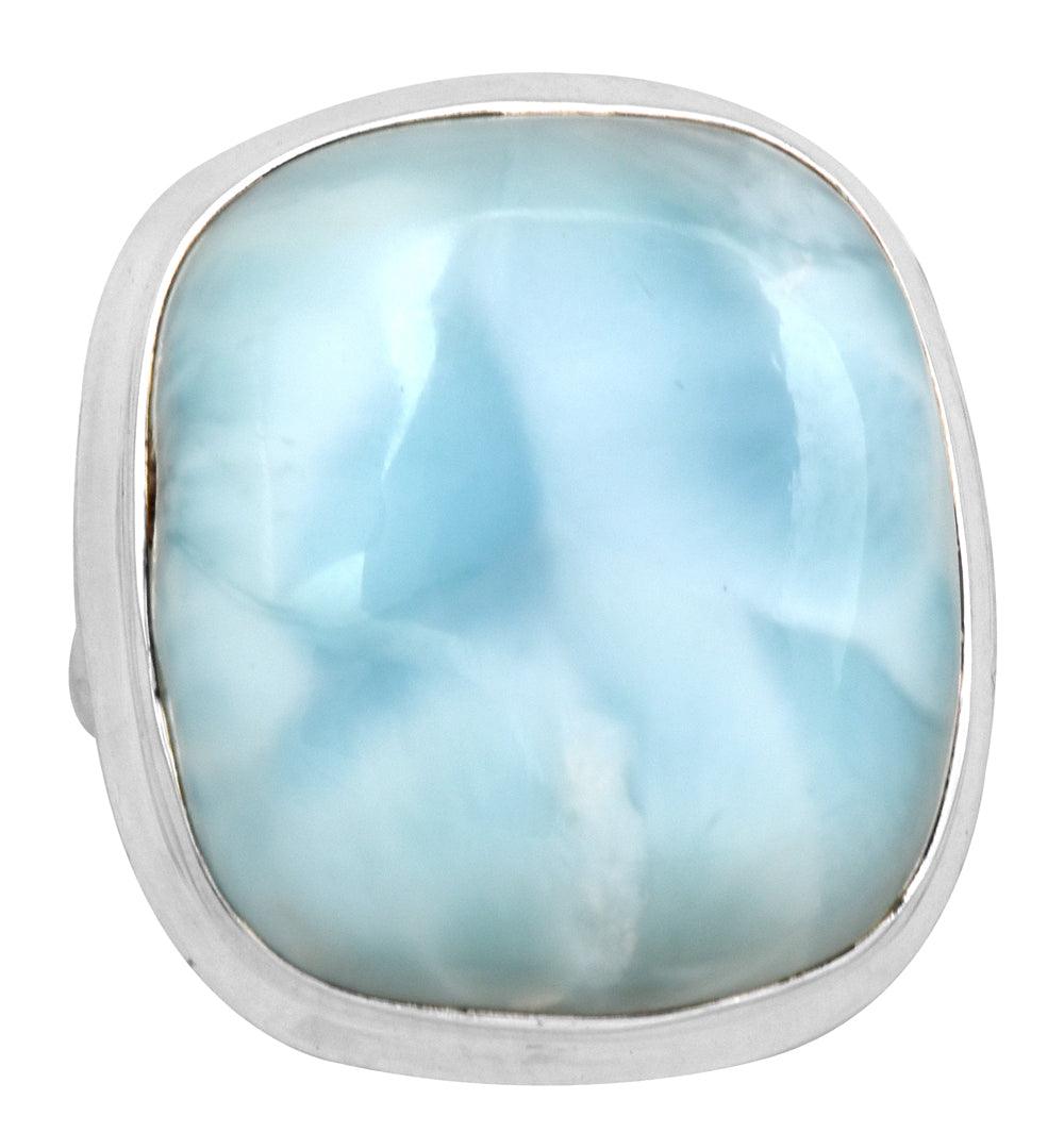 Natural Larimar 925 Sterling Silver Rings Silver Jewelry - YoTreasure